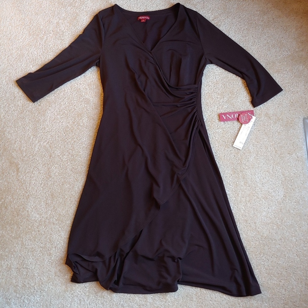NWT merona side scrunch brown dress
